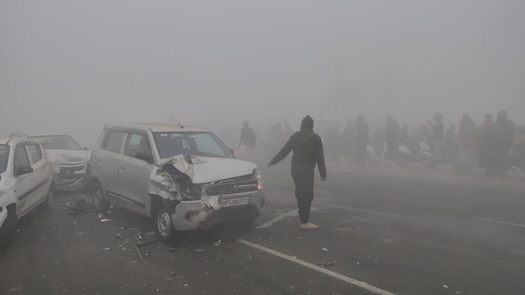 Muzaffarnagar Dense Fog Crashes: 14 Vehicles Collide