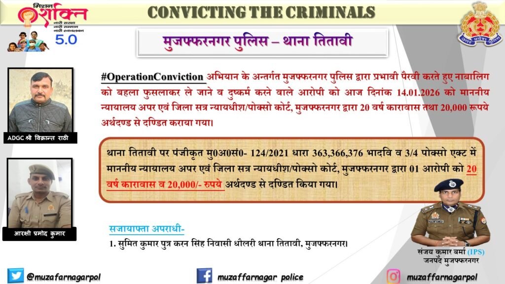 Muzaffarnagar POCSO Court: 20 Years Jail for Minor Rape 